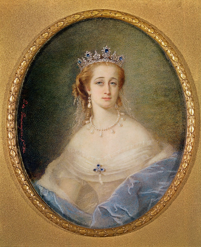 Portrait miniature of the Empress Eugenie (1826-1920) od Pierre Paul Emmanuel de Pommayrac