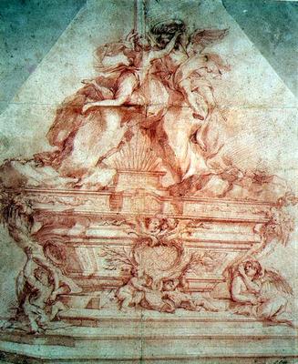 Design for the grand altar of the church of San Siro, Genoa (red chalk) od Pierre  Puget