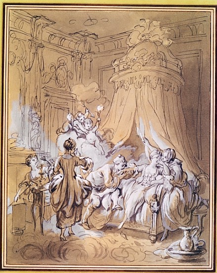 The Wedding Night (watercolour & ink on paper) od Pierre Antoine Baudouin