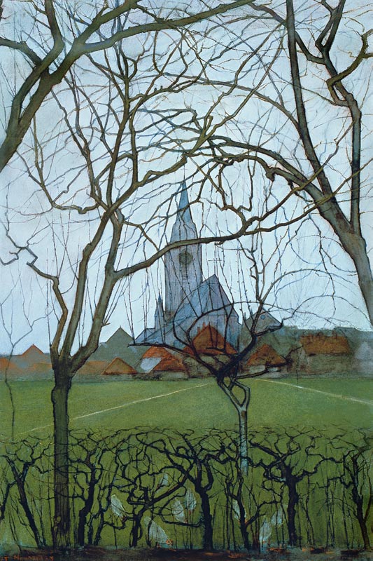 Village church od Piet Mondrian