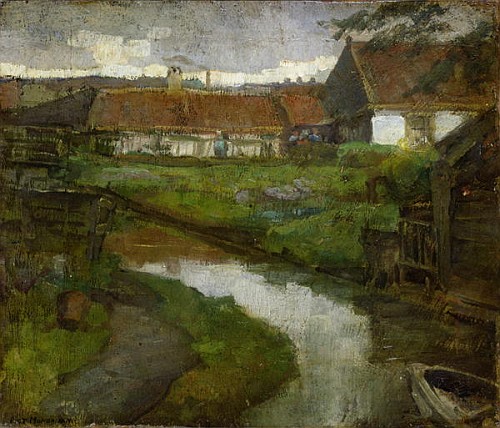 Farmstead and Irrigation Ditch with Prow of Rowboat od Piet Mondrian