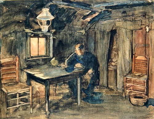 Hannes Van Nistelrode Seated in His Farmhouse od Piet Mondrian