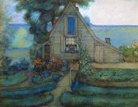 Triangulated Farmhouse Facade with Polder in Blue