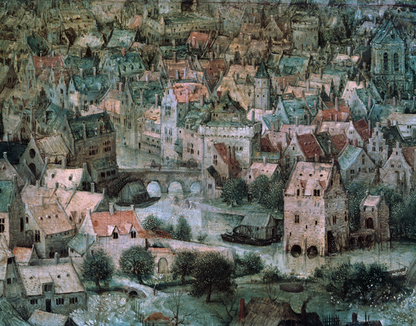 The tower making to Babel detail: Houses od Pieter Brueghel d. Ä.