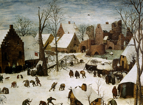 The national census to Bethlehem. Detail above on the right od Pieter Brueghel d. Ä.