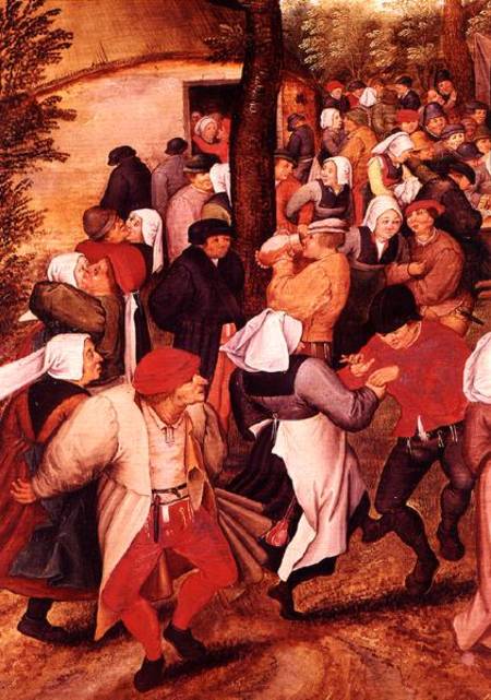 Rustic Wedding, detail of people dancing od Pieter Brueghel d. J.