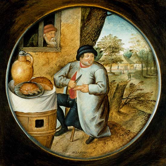 "The Man who Cuts Wood and Meat with the Same Knife" od Pieter Brueghel d. J.