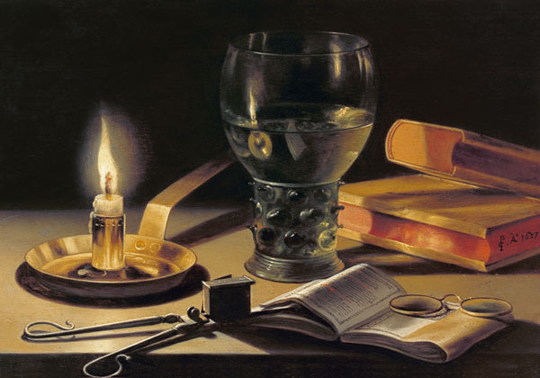Quiet life with a burning candle od Pieter Claesz