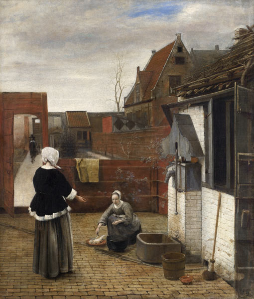 A Woman and her Maid in a Courtyard od Pieter de Hooch