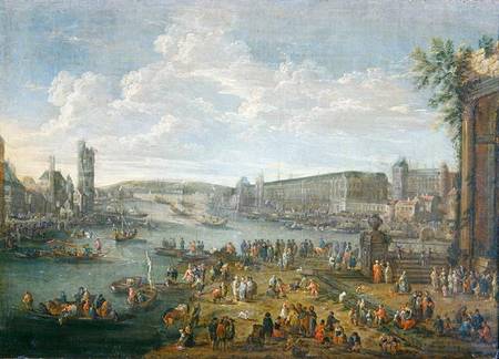 View of the Louvre and the Tour de Nesles from the Ile de la Cite od Pieter II Casteels