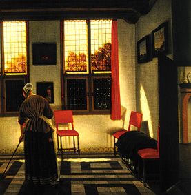Service maid in Dutch interior od Pieter Janssens Elinga