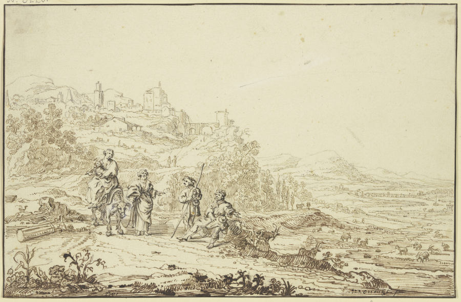 Landschaft mit Hirten und der Flucht nach Ägypten od Pieter Moninckx