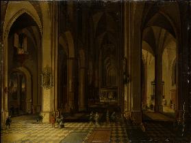 Interior of a Gothic Church by Candlelight