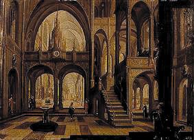 Interior of a Gothic church od Pieter Neefs d.Ä. (Umkreis)