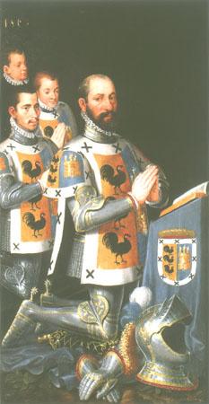 Portrait Juan López Gallo with three sons