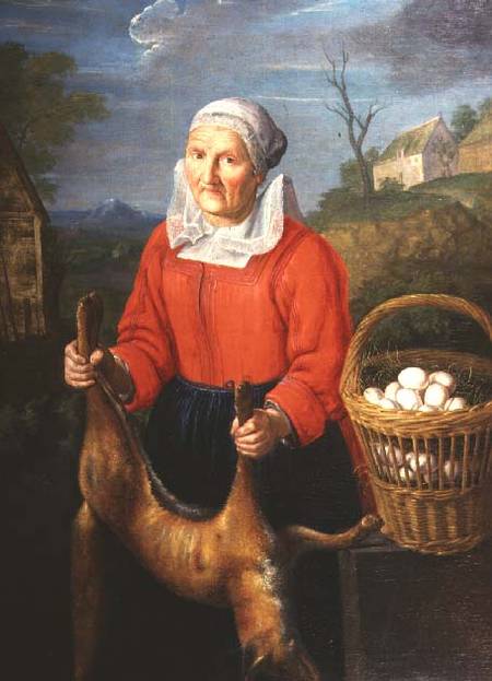 An Old Woman with a Dead Fox od Pieter Snyers