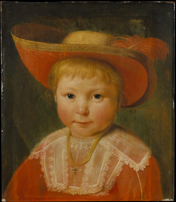 Portrait of a Child with a Red Lined Straw Hat od Pieter Soutman