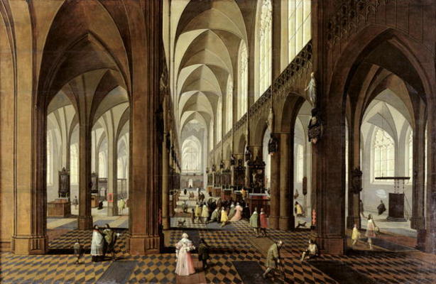 Interior of Antwerp Cathedral, c.1650 (oil on panel) od Pieter the Younger Neeffs