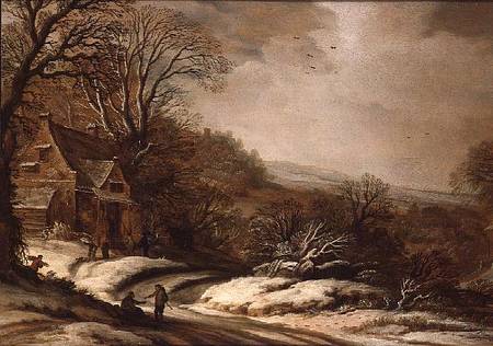 Winter Landscape with Cottages od Pieter van Santvoort