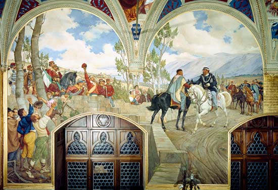 The Meeting Between Giuseppe Garibaldi (1807-82) and King Vittorio Emanuele II (1820-78) on the 26th od Pietro Aldi
