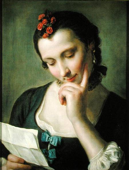 A Young Woman reading a Love Letter od Pietro Antonio Conte Rotari