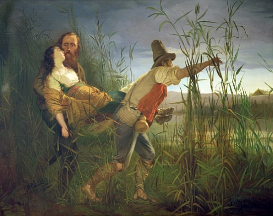 Garibaldi carrying his dying Anita through the swamps of Comacchio od Pietro Bauvier