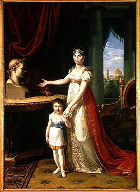 Elisa Bonaparte (1777-1820) Grand Duchess of Tuscany and her Daughter Napoleone-Elisa od Pietro Benvenuti
