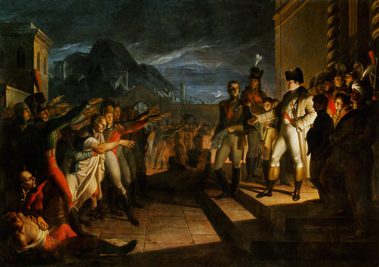 Saxon citizens subscribe to Napoleon after the battle of Jena. Date od Pietro Benvenuti