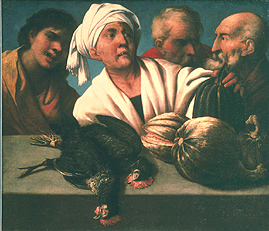 Genre-Szene mit geschlachteten Hähnen od Pietro della Vecchia Muttoni