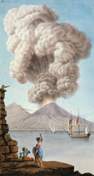 Eruption of Vesuvius, Monday 9th August 1779, plate 3, published as a supplement to 'Campi Phlegraei od Pietro Fabris