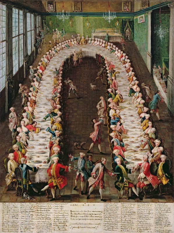 The Banquet at Casa Nani, Given in Honour of their Guest, Clemente Augusto, Elector Archbishop of Co od Pietro Longhi