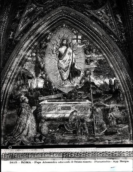 Pope Alexander VI (1431-1503) Adoring the Resurrected Christ od Pinturicchio