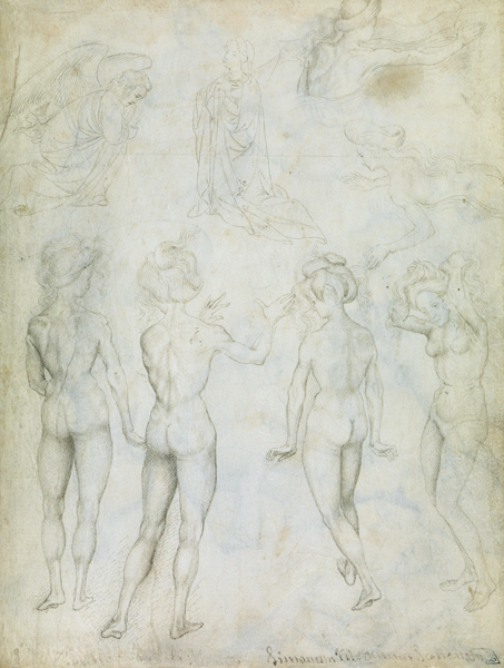 Four Studies of a Female Nude, an Annunciation and Two Studies of a Woman Swimming od Pisanello