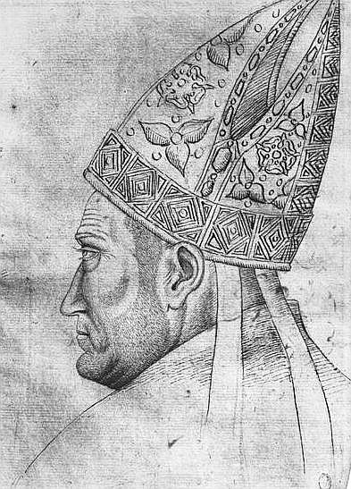 Head of a bishop, from the The Vallardi Album od Pisanello