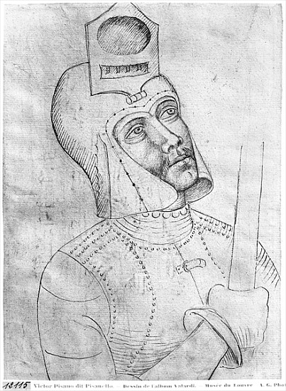 Soldier wearing a visored helmet, from the The Vallardi Album od Pisanello