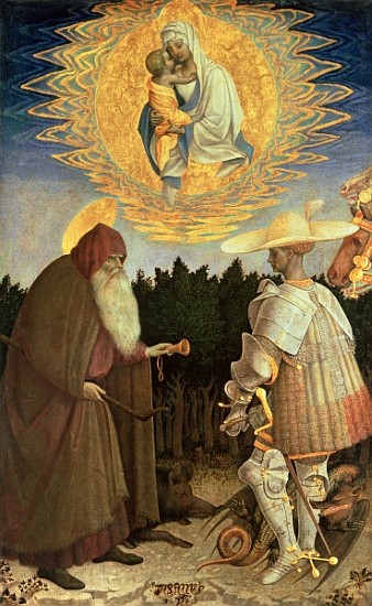 The Virgin and Child with St. George and St. Anthony the Abbot (egg tempera on poplar) od Pisanello