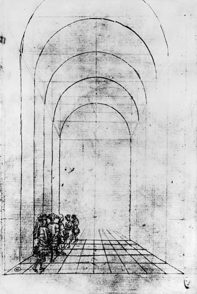 People under an Arch (black & white photoprint) od Pisanello