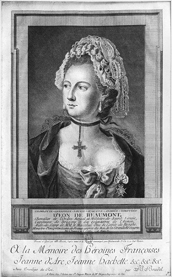 The Chevalier d''Eon, dressed as a woman od P. Jean Baptiste Bradel