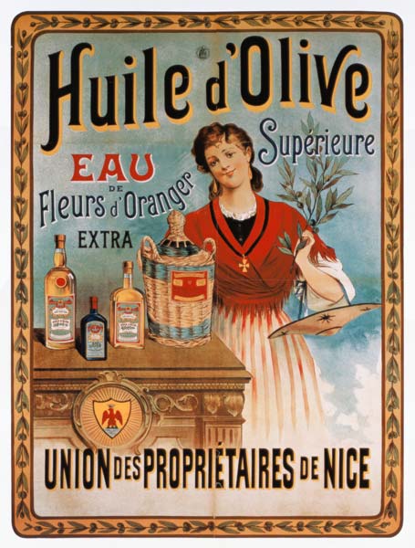 Poster advertising olive oil made in Nice, France od Plakatkunst
