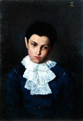 Portrait of a boy with lace collar (oil on canvas)