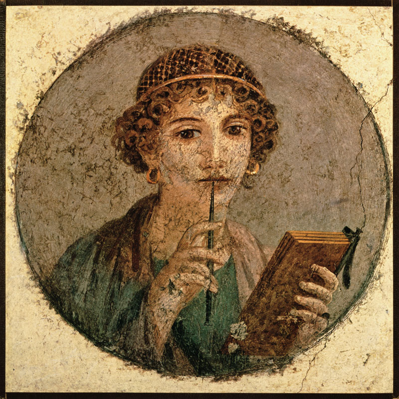 Portrait of a young woman with slate pencil and Schreibtäfelchen od Pompeji, Wandmalerei