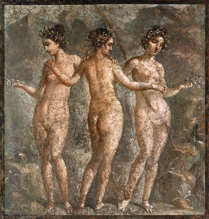 The three graces od Pompeji, Wandmalerei