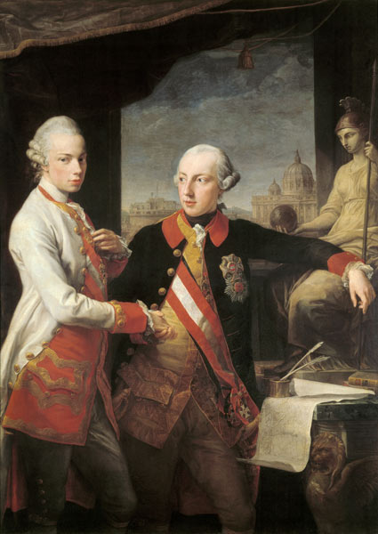 Emperor Joseph II with Grand Duke Pietro Leopoldo of Tuscany od Pompeo Girolamo Batoni