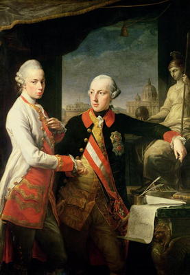 Kaiser Joseph II (1741-90), and the Grand Duke Leopold of Tuscany, 1769, (oil on canvas) od Pompeo Girolamo Batoni