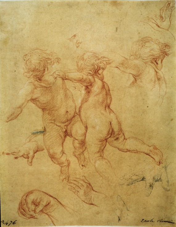 Two flying putti. Study od Pompeo Girolamo Batoni
