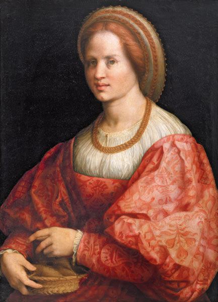 Portrait of a Woman with a Basket of Spindles od Pontormo,Jacopo Carucci da