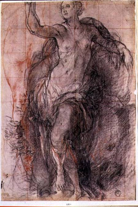 Study of a female figure with loose drapery od Pontormo,Jacopo Carucci da
