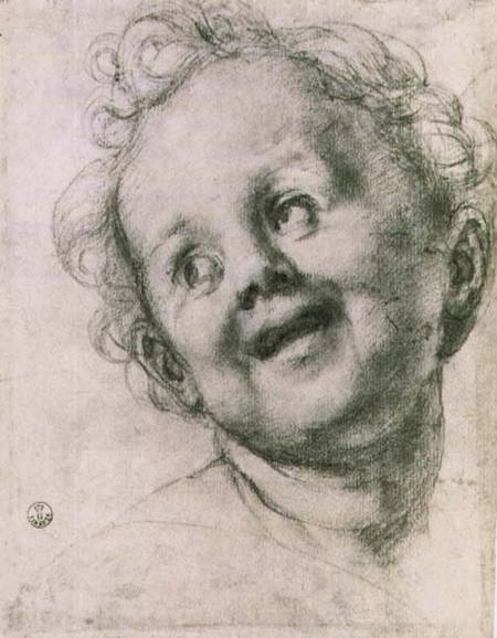 Study of a putto for the 'Holy Family with Saints' (Pucci altarpiece) in the Church of San Michele V od Pontormo,Jacopo Carucci da