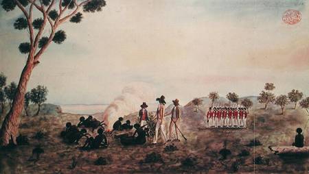 Mr White, Harris and Laing with a Party of Soldiers Visiting Botany Bay Colebee at that Place when W od Port Jackson Painter