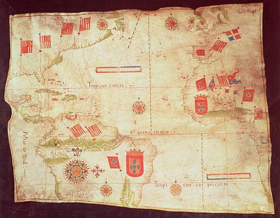 Map of the Atlantic Ocean, c.1550 od Portuguese School
